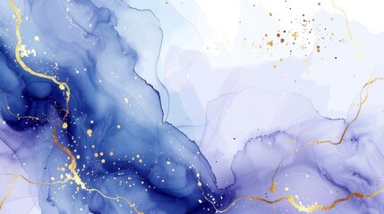 Wall Mural - Abstract liquid watercolor background with golden lines