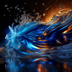 Wall Mural - Abstract Blue Wave Technology mobile, web banner. Global cyber network curves concept, blue lines connectivity design for wireless WIFI connection technology or mobile news design by Vita