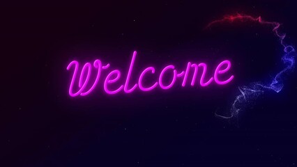 Wall Mural - Animation of welcome text over glowing lights over black background