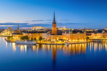 Wall Mural - stockholm, sweden. panoramic view of the city centre. the capital of sweden. cityscape during the bl