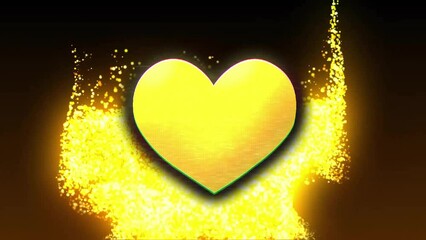 Wall Mural - Animation of heart emoji icon over glowing lights over dark background