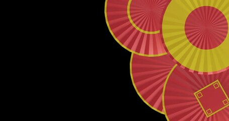 Poster - Animation of chinese red and gold pattern with copy space on black background