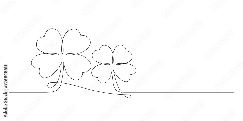 Partick Simple Line Vector st patrick's day. line art clover vector sketch. outline shamrock. One ...