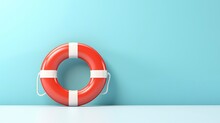 Life Buoy In Pastel Colors. Minimal Style.