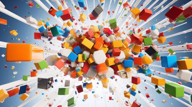 3d geometric shapes on indoor background Ai generative