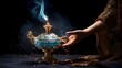 make a wish on the beautiful magic genie lamp
