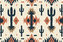 Navajo Tribal Ethnic Seamless Pattern Background. Native American Textile Background