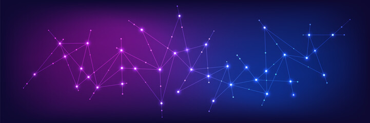 Poster - abstract technology background with connecting the dots and lines. global network connection, intern