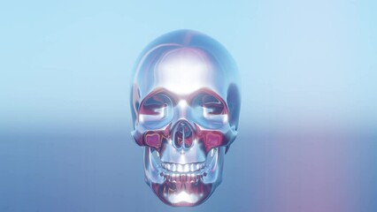 Poster - 3D Skull loop animation on a black background, featuring dazzling colors for a captivating visual effect	