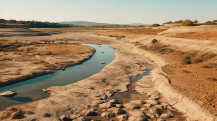 Wall Mural - Drying up of lakes and rivers in summer