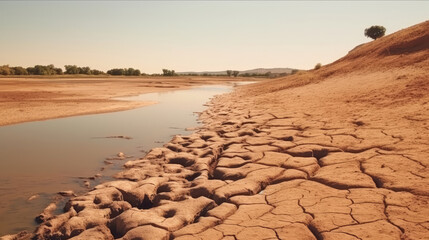 Drying up of lakes and rivers in summer