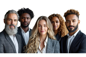 Wall Mural - Portrait of successful group of business people at modern office looking at camera isolated isolated on transparent background