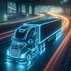 Wall Mural - truck on the highway at night