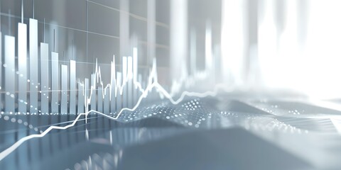 Aufkleber - Abstract financial chart with line graph on blue tech background. contemporary art style for business and finance. digital data visualization. AI