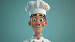 A delightful 3D headshot illustration of a charming cartoon chef. This vibrant character features an adorable chef hat and stylish platinum shirt, imparting a touch of professionalism and fl