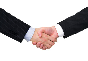 Aufkleber - Handshake captured in detail against a white backdrop, representing a business agreement
