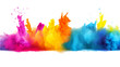 colorful vibrant rainbow Holi paint color powder explosion with bright colors isolated white background. 