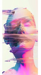 Wall Mural - Silhouette of a man blurred by a glitch. Modern cyberpunk design style