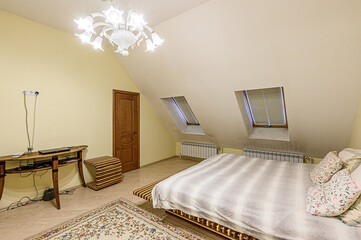 standard room interior apartment. view kind of decor home decoration in hostel house for sale, bedroom with bed, a cozy place to sleep and relax