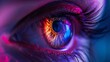  Close-up view of woman's eye. Generative ai image.
