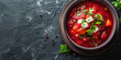 Classic Borscht in a Traditional Clay Bowl. Rich and hearty borscht garnished with fresh parsley, served in an earthenware bowl, embodying the essence of Eastern European cuisine, copy space.