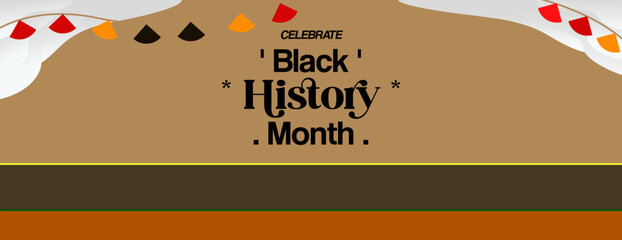 Celebrating Black History Month in modern geometric style. Greeting banner with typography. Illustration for Black History Month and Juneteenth Freedom Day