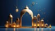 Ramadan Kareem Greeting Background Islamic 3d illustrator design, generative ai,