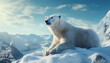 Recreation of a polar bear in the Arctic a sunny day	