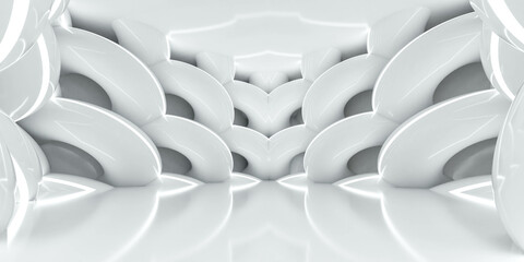 Poster - Abstract White Background With organic shaped wall Design 3d render illustration