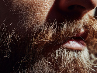 Wall Mural - Thick beard. A man's lips surrounded by a beard.