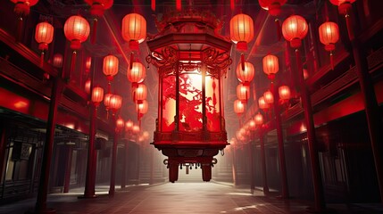 Wall Mural - A Huge Red Lantern traditional Chinese elements