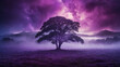 Enigmatic purple mist rising from the ground, creating an otherworldly atmosphere and adding a touch of mystery to the scene.