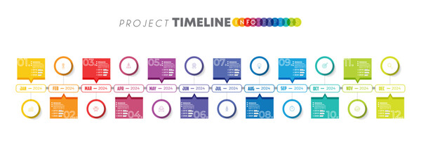 Wall Mural - Infographic template for business. 12 Months modern Timeline diagram calendar, presentation vector infographic.
