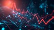 Red line graph in futuristic, technology, business, and AI style background, banner, Generative AI 