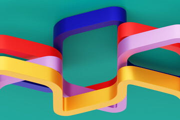 Poster - 3d illustration of geometric   colorful   pattern of simple geometric  shapes