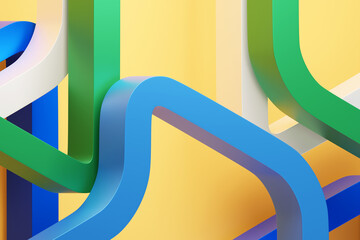 Poster - 3d illustration of geometric   colorful   pattern of simple geometric  shapes