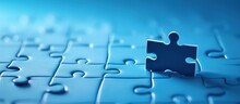 Complete A Blue Jigsaw Puzzle On A Blue Background