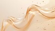 Smooth wavy transparent liquid texture on pastel beige background. Beauty product banner, serum, cream or moisturiser