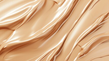 Smooth waves of liquid foundation or concealer skin tone background. Beauty fluid makeup product banner, backdrop