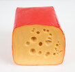 cheese in red shrink bag with cross section of the cheese shown on white 