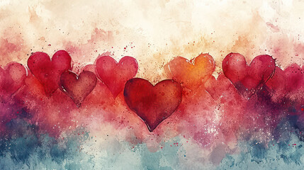 Wall Mural - lovely red abstract valentine heart: a vibrant watercolor illustration of romance and love.