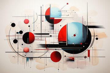 Poster - Colorful Abstract Geometric Composition Background Texture extreme closeup. Generative AI