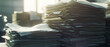 © Ai Studio - Stacks of paperwork tower on a desk, representing the overwhelming demands of bureaucracy and administration