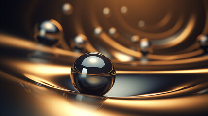 Poster - abstract background, 3d wallpaper with sphere in dense liquid, backdrop for business presentation, modern technology wallpaper