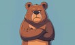 cartoon illustration of a sarcastic funny bear with folded arms