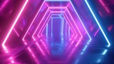 Fototapeta Do przedpokoju - Abstract futuristic geometric neon light background