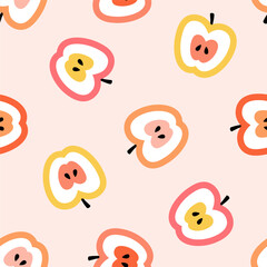 Wall Mural - Seamless pattern with colorful apple slices