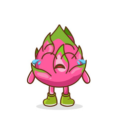 Wall Mural - Cute funny crying sad dragon fruit fruit character.