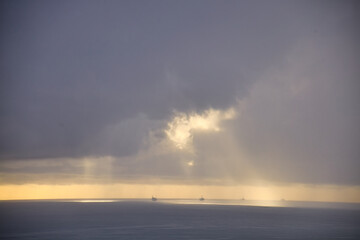 Wall Mural - Winter storms approach the Santa Barbara channel at sunset.