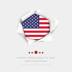 Wall Mural - Happy President's Day Background and Banner. Presidents Day of USA Greeting Card with USA Flag, Capitol Building and Text Vector Illustration